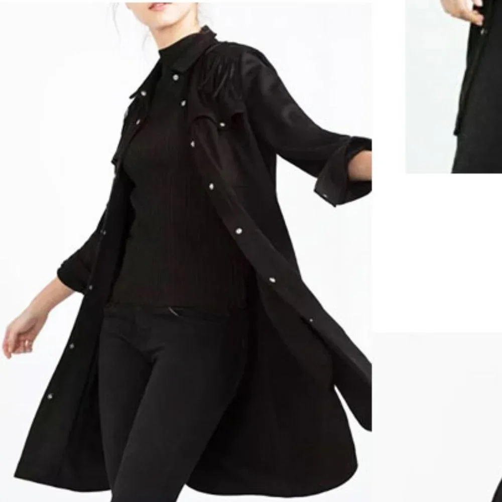 ZARA black suede shirt coat - Picture 11 of 11